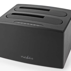 HDDUDB3210BK Nedis USB 3.2 DUPLI docking station za 2.5/3.5 SATA hard diskove, Kloniranje max 8TB