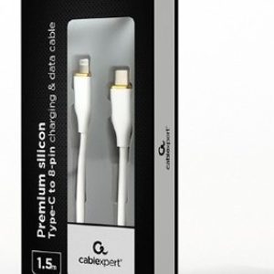 CC-USB2S-CM8PM-1.5M-W Gembird Premium silicon USB Type-C to 8-pins charging & data cable,1.5 m,White