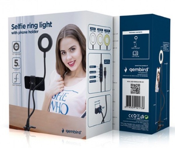 LED-RING4-PH-01 Gembird LED Selfi prsten sa drzacem za telefon Ostala oprema za mobilne telefone SOPING.RS 44 LED-RING4-PH-01 Gembird LED Selfi prsten sa drzacem za telefon - Слика 4