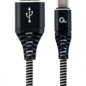 CC-USB2B-AMCM-1M-BW Gembird Premium cotton braided Type-C USB charging - data cable,1 m,black/white