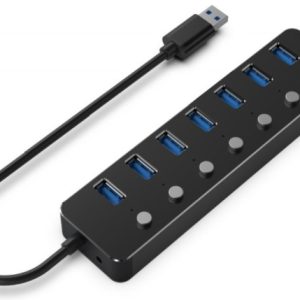 UHB-U3P7P-01 Gembird 7-port USB 3.1 (Gen 1) hub with switches, black