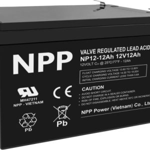 NPP NP12V-12Ah, AGM BATTERY, C20=12AH, T2, 151x98x95x100, 3,3KG, BLACK