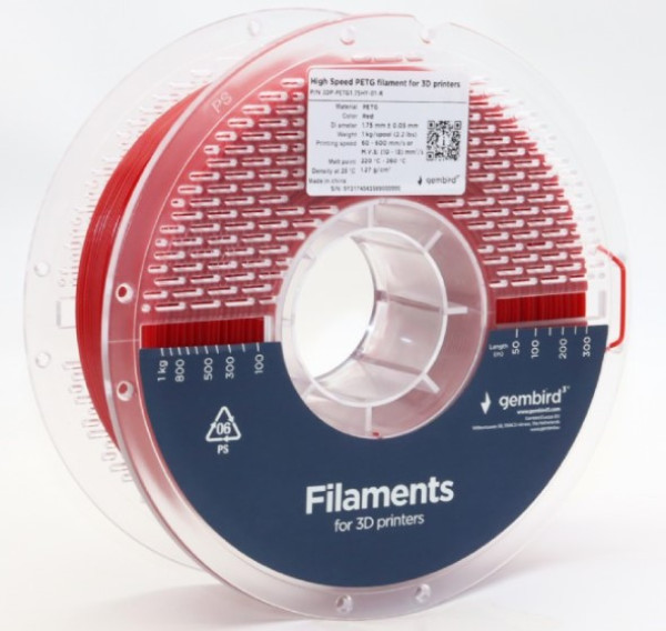 3DP-PETG1.75HY-01-R PETG filament velike brzine za 3D stampac 1.75mm, kotur 1KG RED Oprema za 3D štampače SOPING.RS 41 3DP-PETG1.75HY-01-R PETG filament velike brzine za 3D stampac 1.75mm, kotur 1KG RED