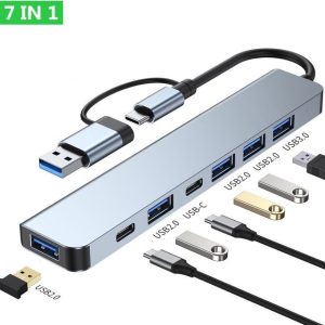 USB 3.0/3.1 tip C – HUB Superbrzi 5-port USB 3.0 + 2x Tip C Adapteri SOPING.RS USB 3.0/3.1 tip C - HUB Superbrzi 5-port USB 3.0 + 2x Tip C