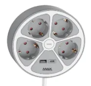 Produžni kabl sa prenaponskom zaštitom sa 4 utičnice MAX MPS-04UG-3M/3m/USB portovi Kablovi SOPING.RS Produžni kabl sa prenaponskom zaštitom sa 4 utičnice MAX MPS-04UG-3M/3m/USB portovi