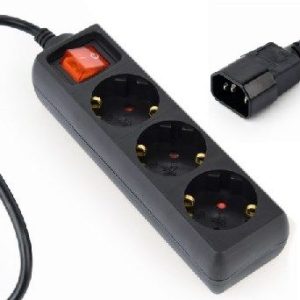 EG-PSU3-01 Gembird UPS naponski kabl, 3 Shuko uticnice, 16A, C14 plug, 0.6m, black (Alt. PC-SFC14M)