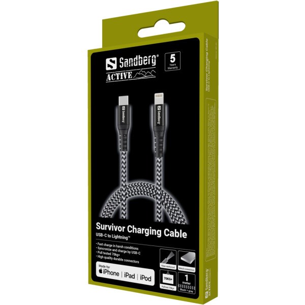 Kabl Sandberg Survivor 441-55 USB-C/Lightning 1m Punjači i auto držači za mobilne telefone SOPING.RS 42 Kabl Sandberg Survivor 441-55 USB-C/Lightning 1m - Слика 2