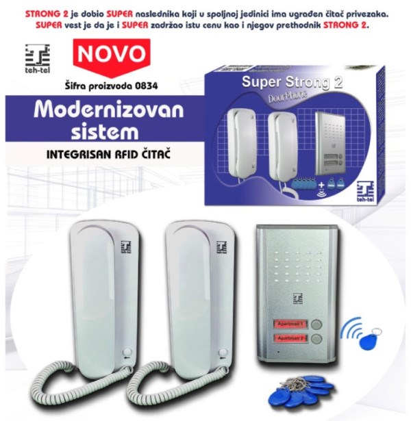Teh Tel Zicni interfon sa RFID citacem SUPER STRONG 2, dve unutrasnje slusalice Interfoni SOPING.RS 42 Teh Tel Zicni interfon sa RFID citacem SUPER STRONG 2, dve unutrasnje slusalice - Слика 2