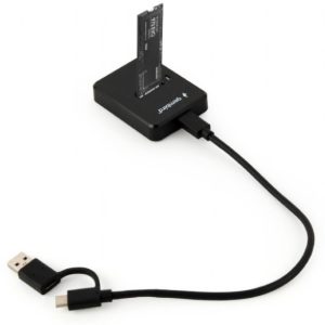 DD-U3M2 Gembird Desktop USB Type-C M.2 SATA & NVME SSD drive docking station, black