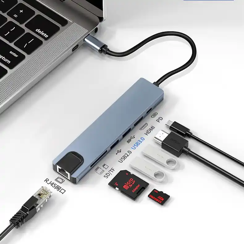 Adapter konverter TIP C 7/1 USB 3.0×2/Ethernet RJ45 /HDMI 4K 30HZ/PD/SD/TF USB adapteri SOPING.RS 42 Adapter konverter TIP C 7/1 USB 3.0x2/Ethernet RJ45 /HDMI 4K 30HZ/PD/SD/TF - Слика 2