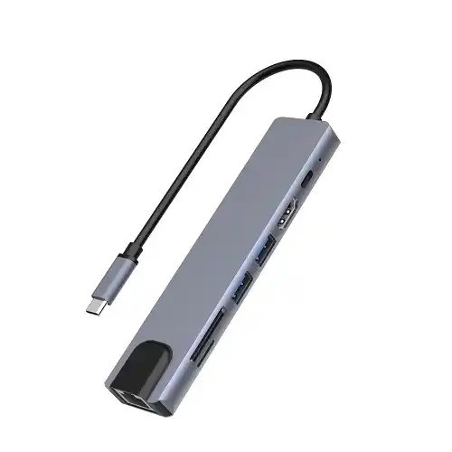 Adapter konverter TIP C 7/1 USB 3.0×2/Ethernet RJ45 /HDMI 4K 30HZ/PD/SD/TF USB adapteri SOPING.RS 41 Adapter konverter TIP C 7/1 USB 3.0x2/Ethernet RJ45 /HDMI 4K 30HZ/PD/SD/TF