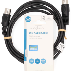 CAGL20000BK20 DIN Audio Kabl, DIN 5-Pin Muski, DIN 5-Pin Muski, Niklovan, 2.00 m, Okrugli, PVC, Crni