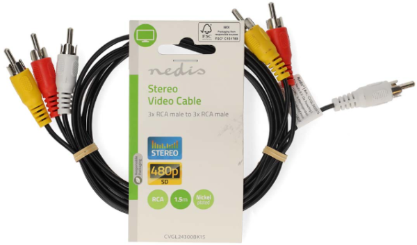 CVGL24300BK15 3xRCA muski na 3xRCA muski, Nickel Plated, 480p, 1.50m PVC, Black Video kablovi SOPING.RS 41 CVGL24300BK15 3xRCA muski na 3xRCA muski, Nickel Plated, 480p, 1.50m PVC, Black