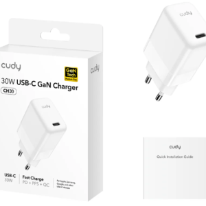 Cudy CH30_EU USB-C GaN Charger za telefone, tablete i MacBook Air, 30W