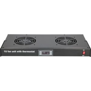 Ventilacioni panel-polica, dva ventilatora i termostat, 1U
