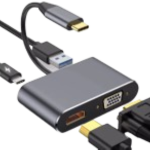 Adapter Stars Solutions USB-C na HDMI/VGA/USB/PD sivi