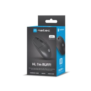 RUFF PLUS, Optical Mouse 1200 DPI, 3 Buttons, USB, Black, Cable 1,8m - NMY-2021
