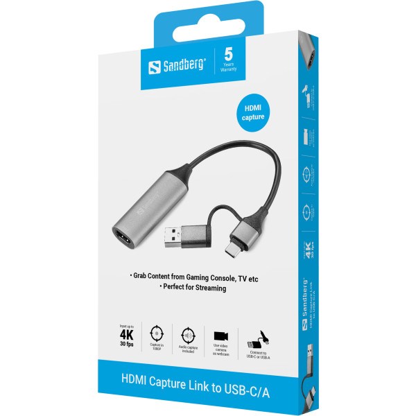 Adapter HDMI capture na USB-C/A Sandberg 136-70 HDMI adapteri SOPING.RS 43 Adapter HDMI capture na USB-C/A Sandberg 136-70 - Слика 3