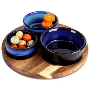 Vilde 139308N - Keramičke činije sa tacnom – 20 cm, set od 4 komada