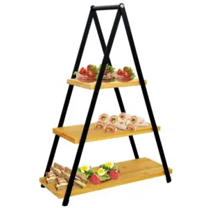 Vilde 139201 - Trospratni stalak za serviranje od bambusa – 38 × 16,5 × 53 cm