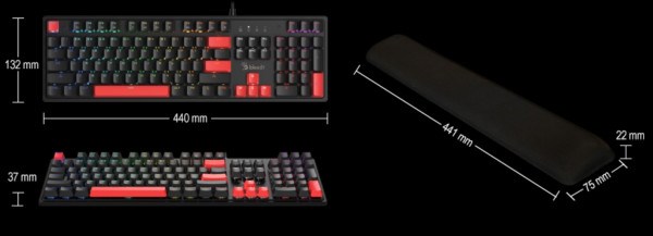 A4-S525N A4Tech Bloody Mehanicka RGB Gejmerska tastatura + Oslonac za zglob Oprema za gaming SOPING.RS 42 A4-S525N A4Tech Bloody Mehanicka RGB Gejmerska tastatura + Oslonac za zglob - Слика 2