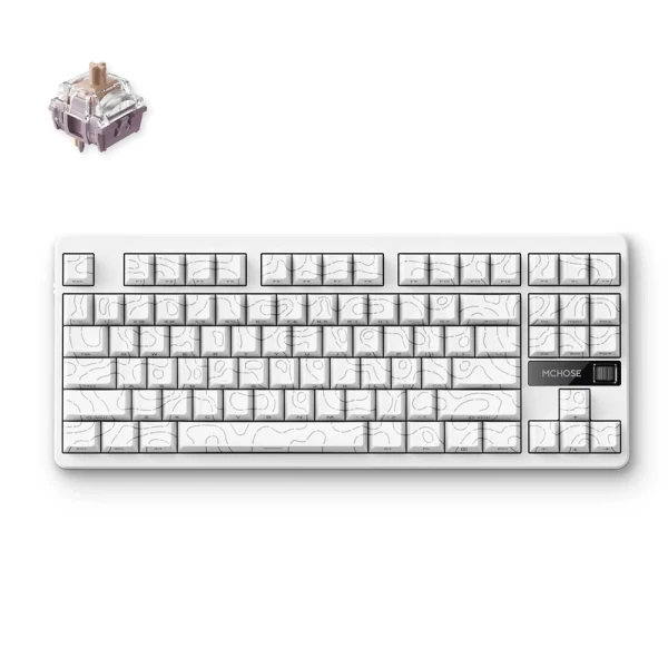 Bežična gaming tastatura MCHOSE G87 Mehanička white topographic Tastature SOPING.RS 41 Bežična gaming tastatura MCHOSE G87 Mehanička white topographic