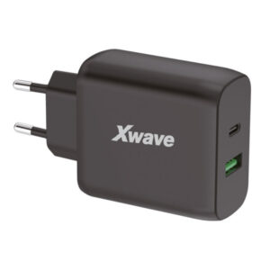 Punjač Xwave GaN65-AC USB-A+USB-C crni