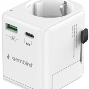 Travel adapter TPA-EU1A1C20-01-W Gembird Univerzalni, sa uzemljenjem 20W
