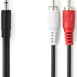 CAGB22200BK15, Stereo audio kabl, 3,5 mm muški, 2x RCA muški, Niklovani, 1,50 m, Crni