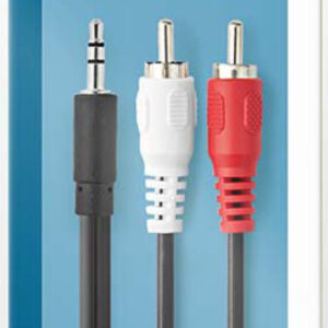 CAGB22200BK50, Stereo audio kabl, 3,5 mm muški, 2x RCA muški, Niklovani, 5,00 m, Crni